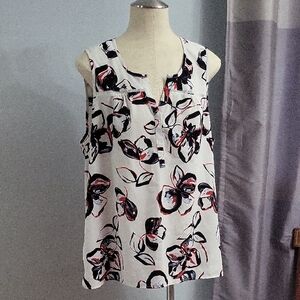 Catherine Malandrino Floral Tank Top - Black, Red, White